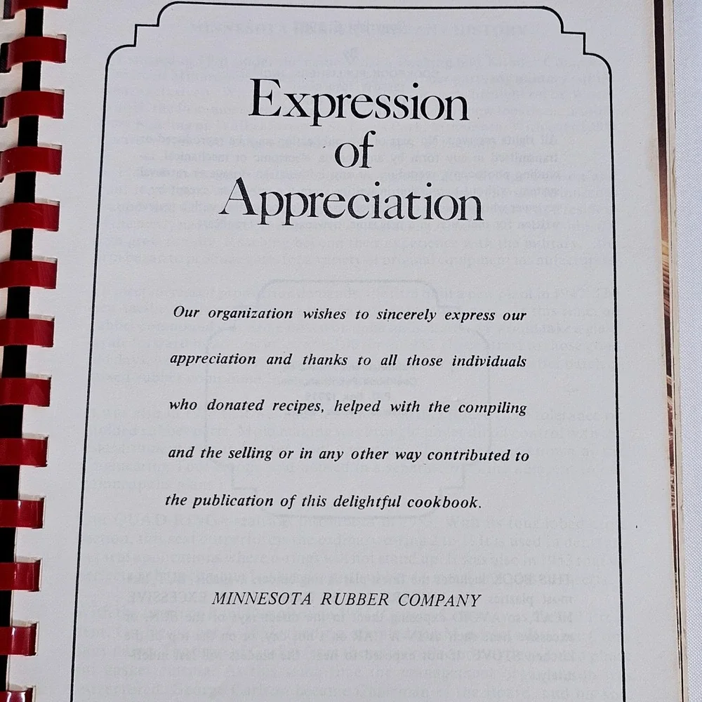 Vintage Our Favorite Recipes Cookbook Minnesota Rubber Company‎ Spiral Bound